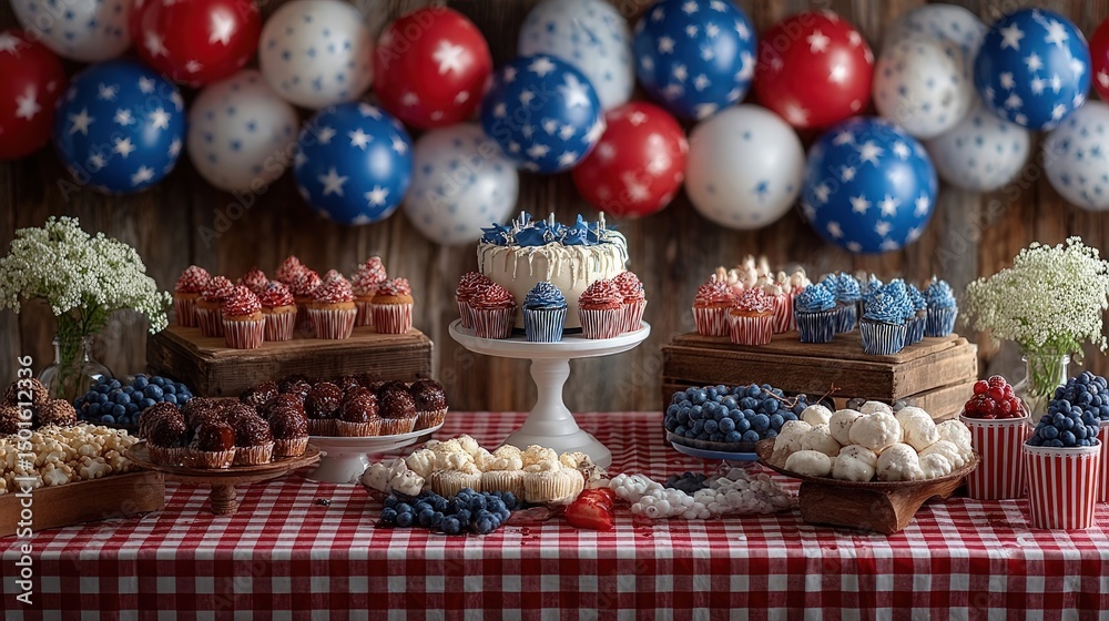 Fototapeta premium Patriotic dessert table treats