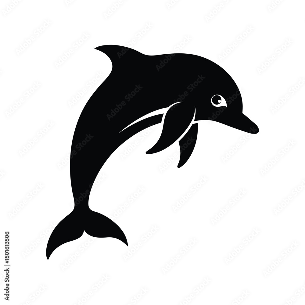 Fototapeta premium Breaching Dolphin Playful Silhouette Vector