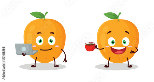 Set Vegetables and fruits funny stickers