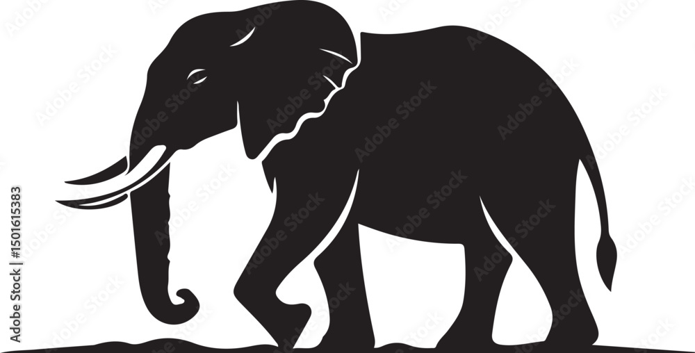 Obraz premium Elephant Silhouette Vector Illustration on Transparent Background