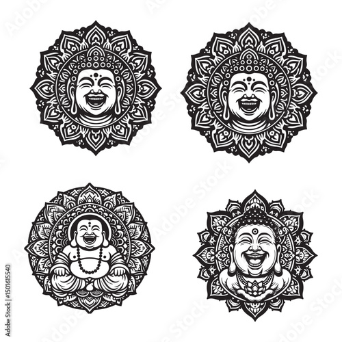 Laughing Buddha Mandala Svg Bundle