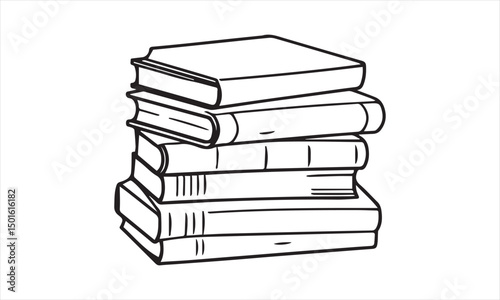 Book stack png transparent background illustrarion. Black icon