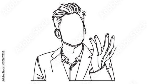 Continuous one single minimal line drawing businessman