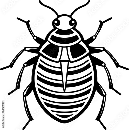 Bed bug line art vector art icon black and white 