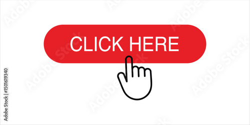 Red click here button vector isolated on white background