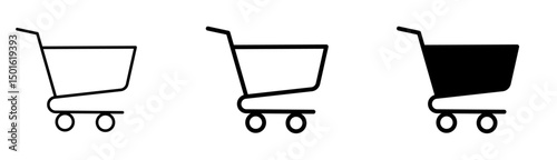 Shopping cart vector icons set isolated on transparent background, e-commerce, online shop, vector