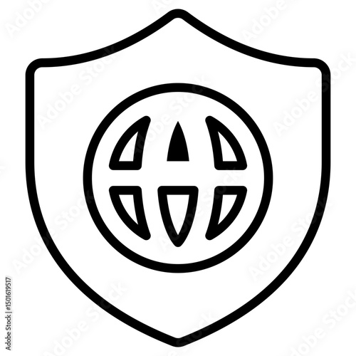 shield globe logo symbol line