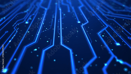 Abstract Blue Circuit Board Technology Background Digital Network and Connectivity