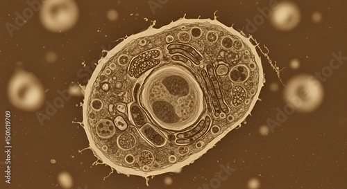 Eukaryotic Cell Microscopic View Sepia Tone