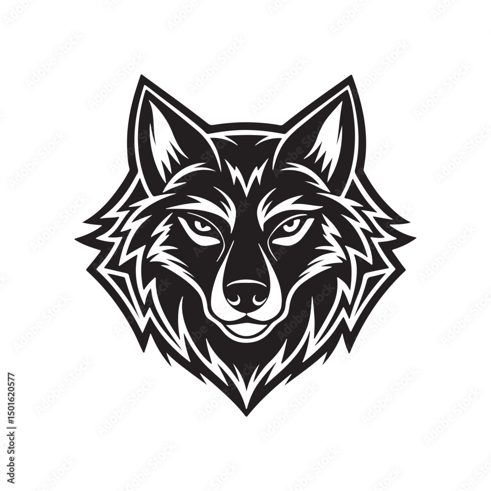 Naklejka premium gray wolf silhouette vector art