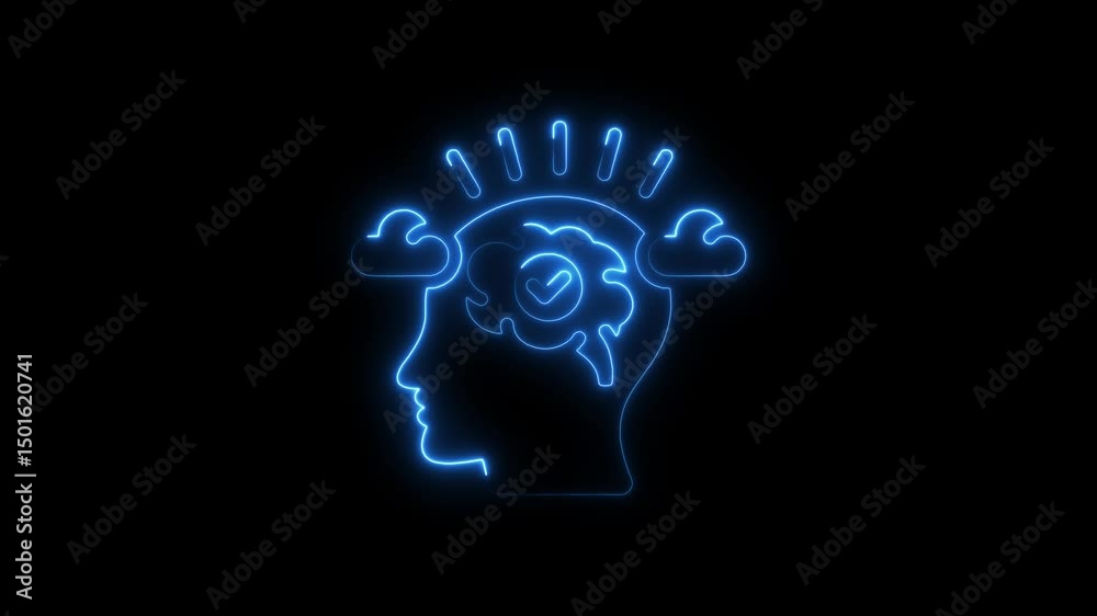 Neon brain idea illuminated concept representing creative thinking and solutions Neon brain idea illuminated concept representing creative thinking and solutions