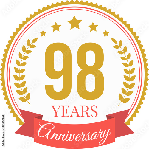 Logo 98 Years Anniversary Celebration Design Template.