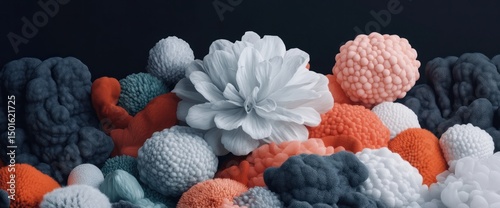 Abstract Geometric Floral Background with Pastel Flowers and Organic Shapes