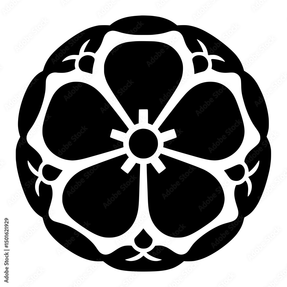 Traditional Japanese Plum Blossom Illustration in Monochrome Design