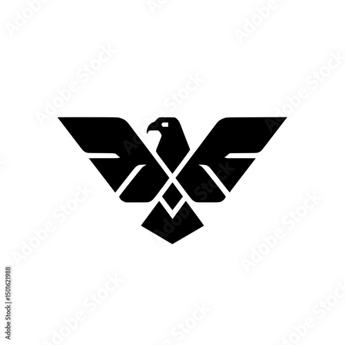 Modern Geometric Eagle Vector Logo with Symmetrical Design
