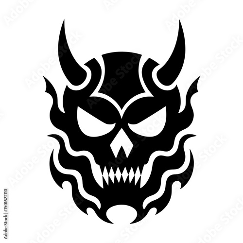 Tribal Demon Skull Vector Illustration