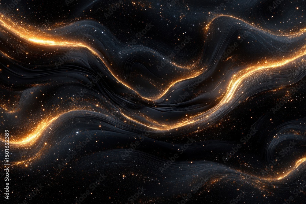 Fototapeta premium Abstract Golden Galaxy Background With Velvet Texture And Wavy Patterns
