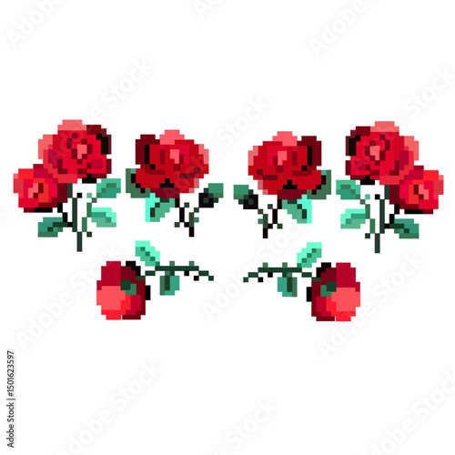 Red roses flowers pixel 