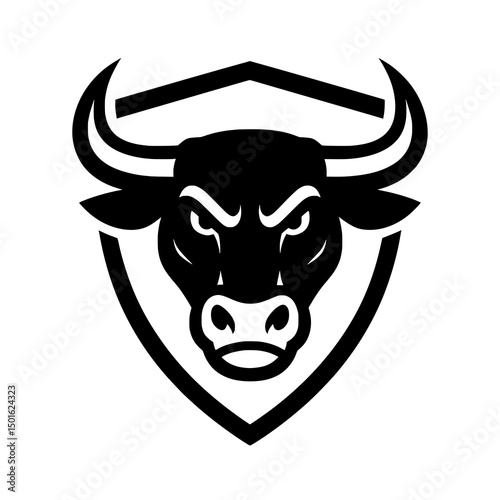 Angry Bull Head Mascot Logo in Minimalist Vector Style