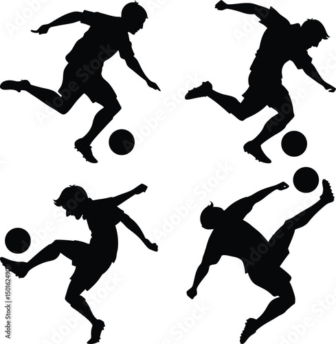 Dynamic Soccer Players in Action with Blue Accents