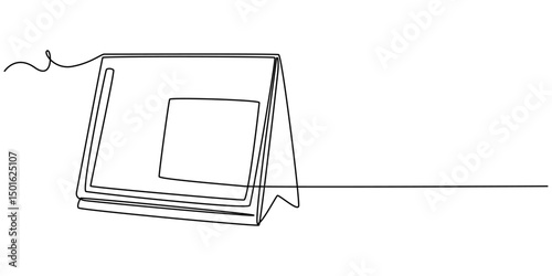 Photos Calendar Continuous Line Icon, Continuous one line drawing of empty loose-leaf calendar