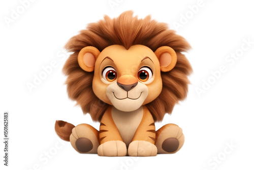 Cute cartoon lion cub illustration for kids book character design and animal mascot logo vector art in transparent background