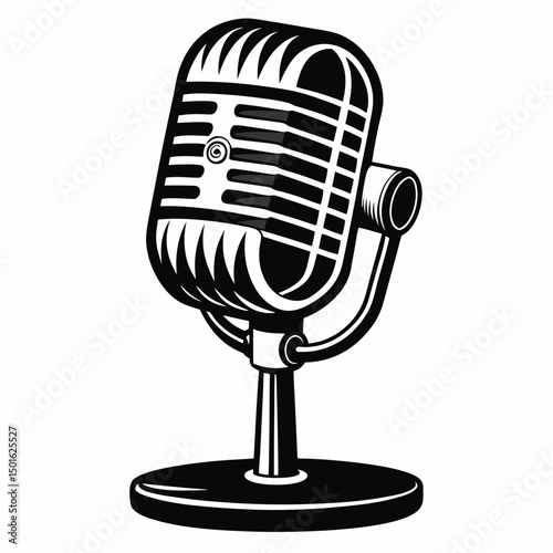 retro microphone isolated on white