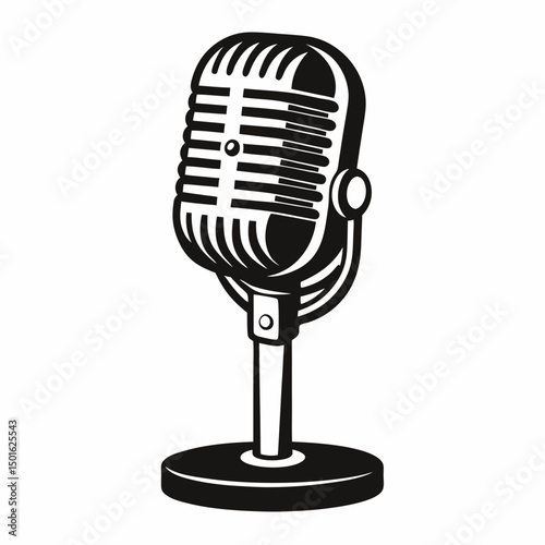 retro microphone isolated on white background