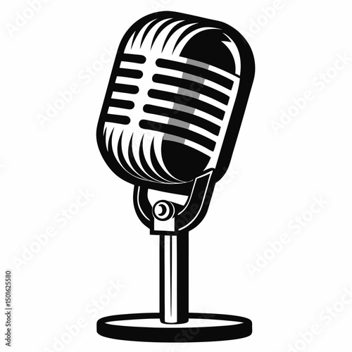 retro microphone isolated on white