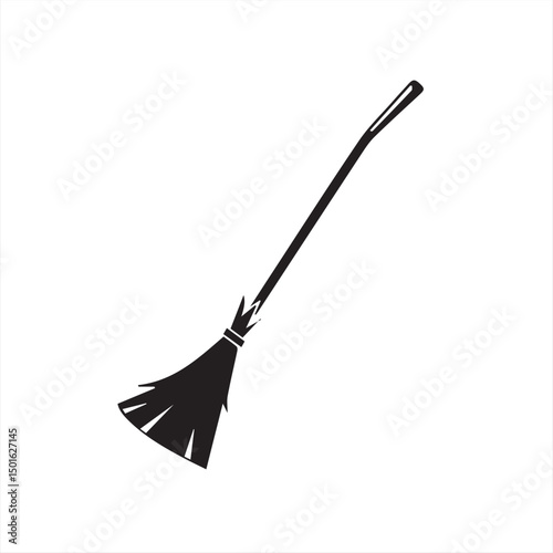 vector illustration of a silhouette of a broken broom