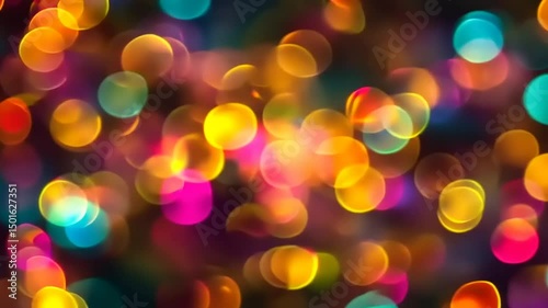 Vibrant abstract background of colorful bokeh lights creating a festive atmosphere for celebrations