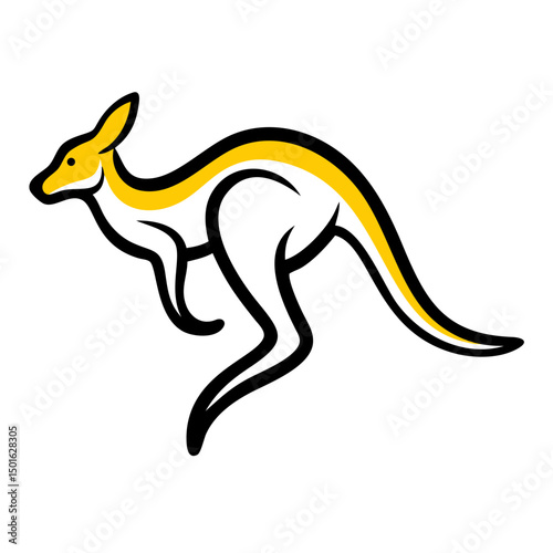 Dynamic Kangaroo Line Art Vector for Wildlife and Travel Branding.
