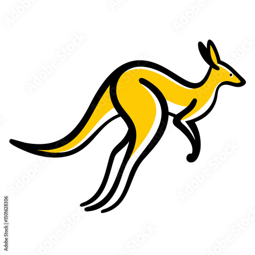 Dynamic Kangaroo Line Art Vector for Wildlife and Travel Branding.