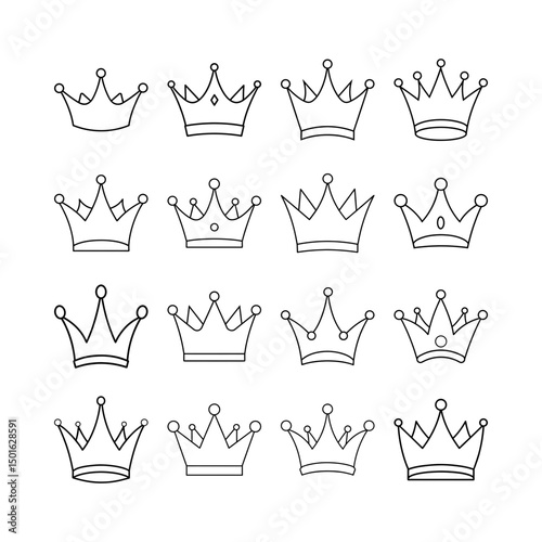 Royal Queen's Crown Line Art Clipart Vector for Luxury Graphic Design Use