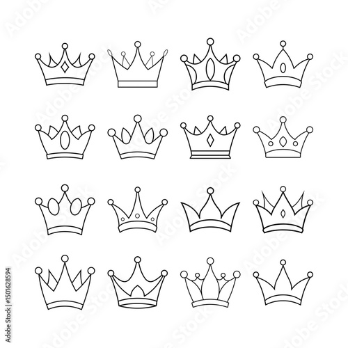 Transparent King's Crown Line Art Clipart Vector for Royal and Fantasy Themes