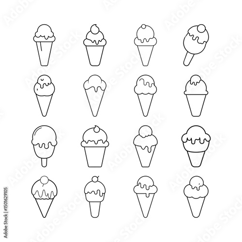 Creative Ice Cream Line Art Vector Set for Digital Art and Print Design