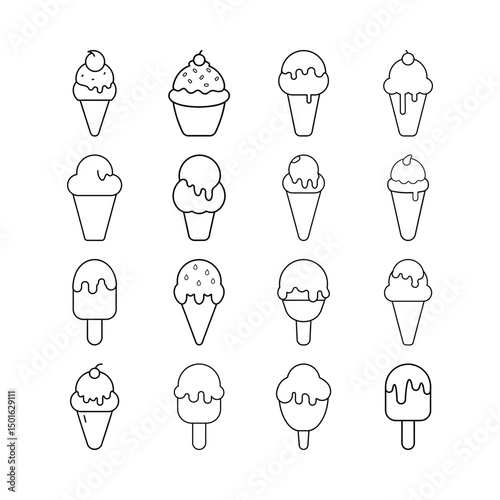Transparent Cone Ice Cream Line Art Vector Perfect for Summer Graphic Projects