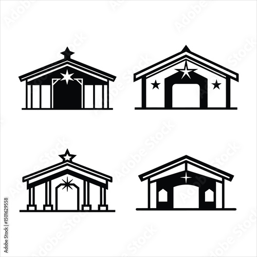 Minimalist Nativity Stable Frame SVG