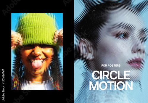 Circle Spin Poster Photo Effect Mockup