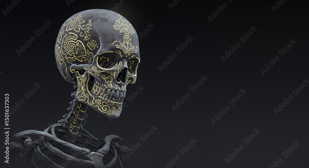 Ornate Skull: A Dark and Artistic Rendering Ornate Skull: A Dark and Artistic Rendering