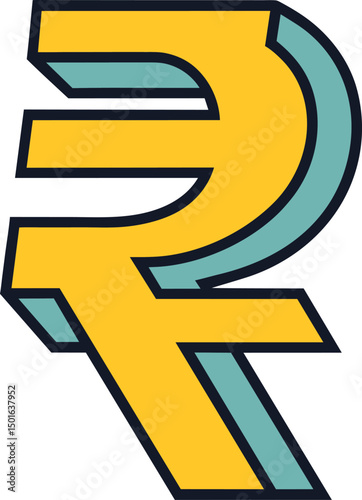 rupee icon vector art on white background