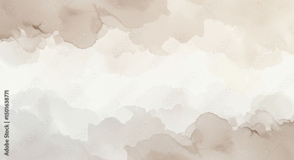 Obraz premium Light, dusty, soft pastel color shade. Brown sepia beige nude gray white abstract watercolor pattern. Elegant art background. Paper brush stain splash. Blank template design
