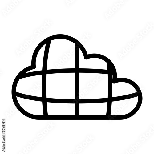 Cloud Grid Vector Line Icon Design
