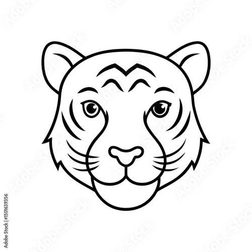 Vector illustration of cute Bengal Tiger head line art illustration