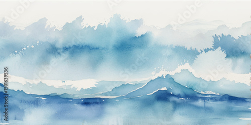 Vector ocean wave line blue and white background. Ocean sea art with natural template. Seamless soft blue ocean pattern wave water background.	