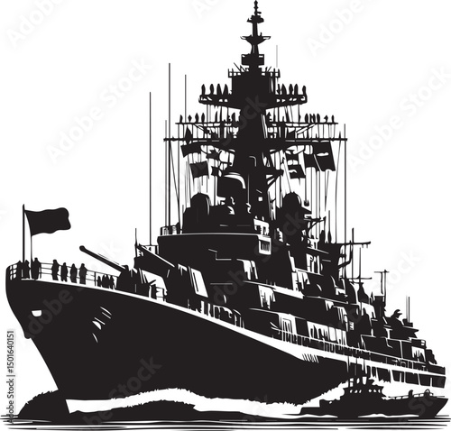 military ship silhouette vector isolated