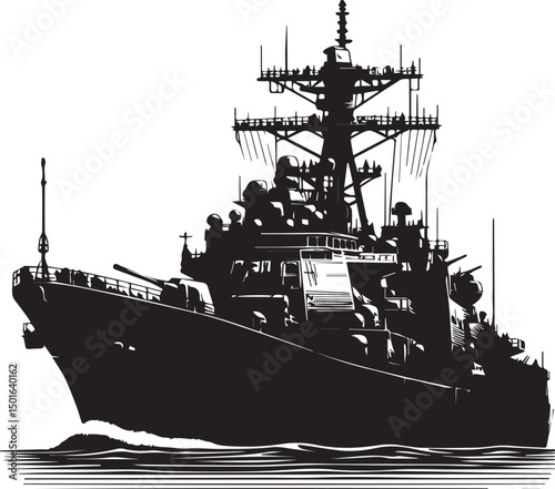 military ship silhouette vector isolated