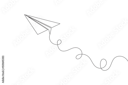 Paper plane continuous one line drawing minimalist vector icon