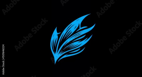Abstract Blue Flame Design on Black Background