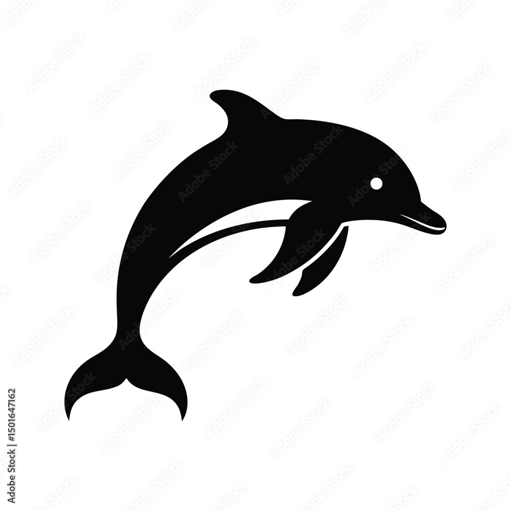 Obraz premium dolphin Silhouette on white background 